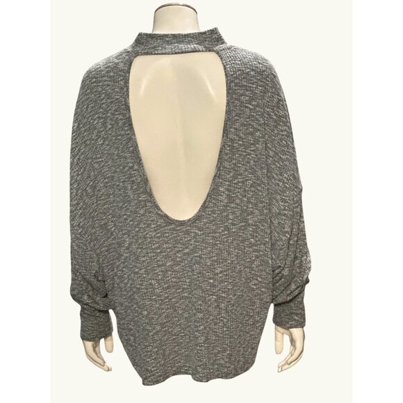 CCC Slash Neck Cut Out Back Gray Open Turtleneck Sweater Large Made In USA - Picture 3 of 8